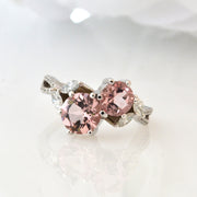 14Kt White Gold, Morganite, and Diamond Ring