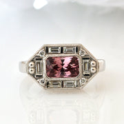 14Kt White Gold Tourmaline and Diamond Ring