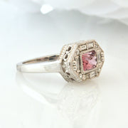14Kt White Gold Tourmaline and Diamond Ring