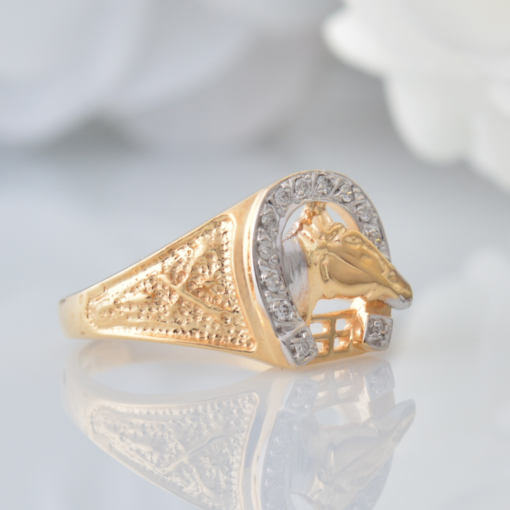 Previously Loved 10Kt Yellow and White Gold Diamond Men's Ring