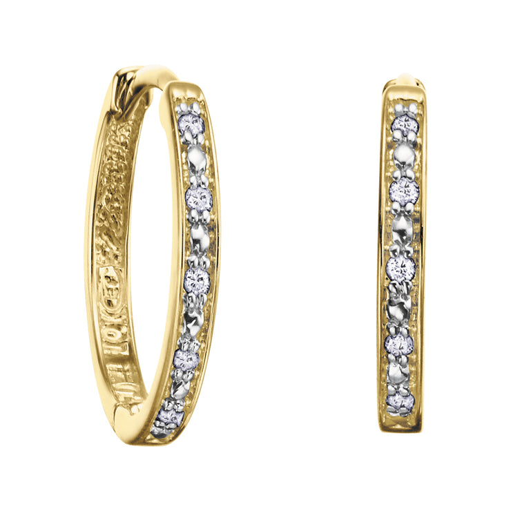 Yellow White Or Rose Gold Diamond Hoop Earrings