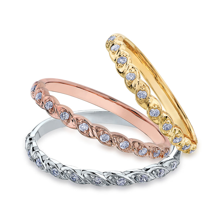 Yellow Rose Or White Gold Diamond Band