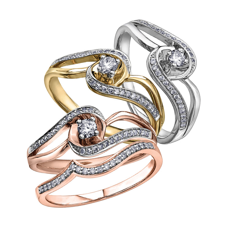 White Yellow Or Rose Gold Diamond Band