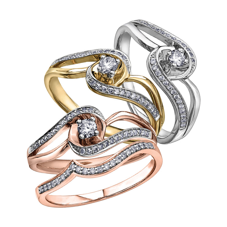 White Yellow Or Rose Gold Diamond Ring