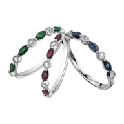 White Gold Emerald, Ruby Or Sapphire Band