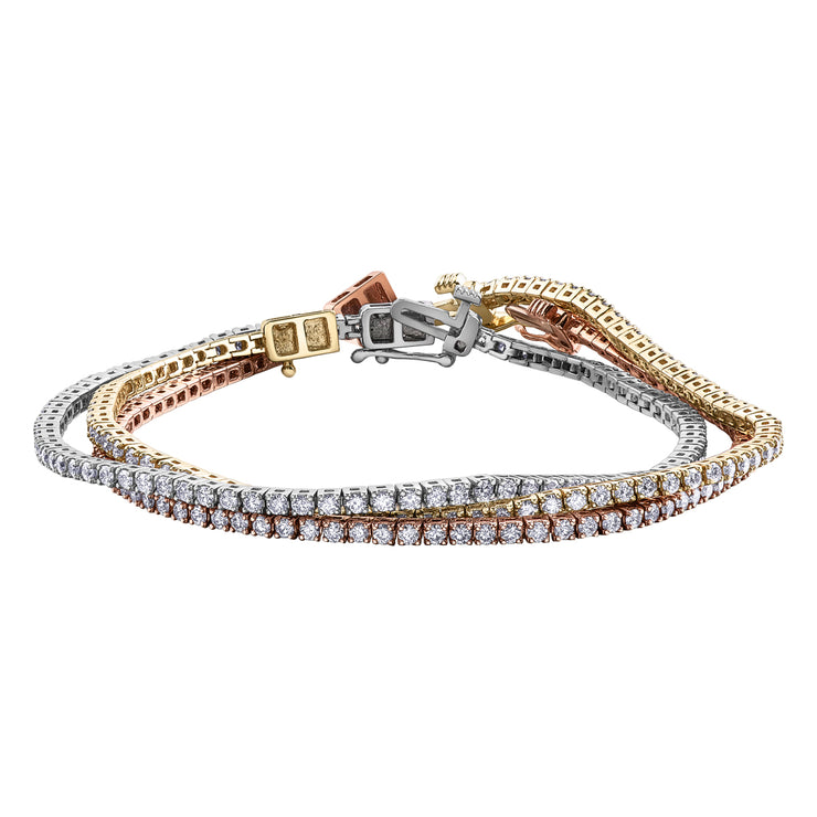 White Yellow Or Rose Gold Diamond Bracelet