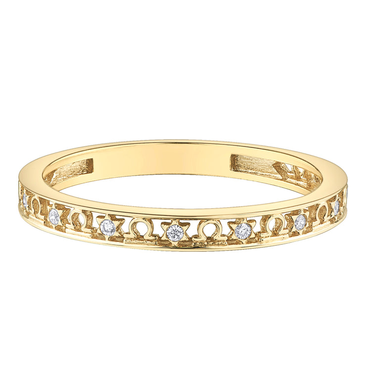 Yellow Gold Diamond Zodiac Rings