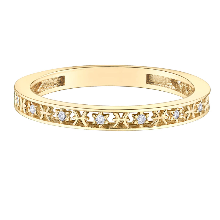 Yellow Gold Diamond Zodiac Rings