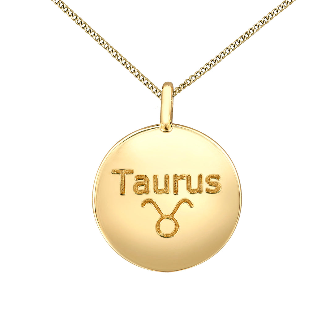 10k Yellow Gold Zodiac Sign Charm Pendant - Round Rope-Style Horoscope Constellation For Necklace Or Bracelet