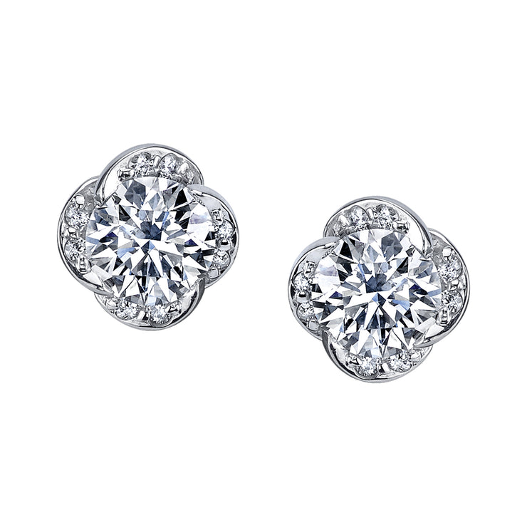 Maple Leaf Diamonds White Gold Studs