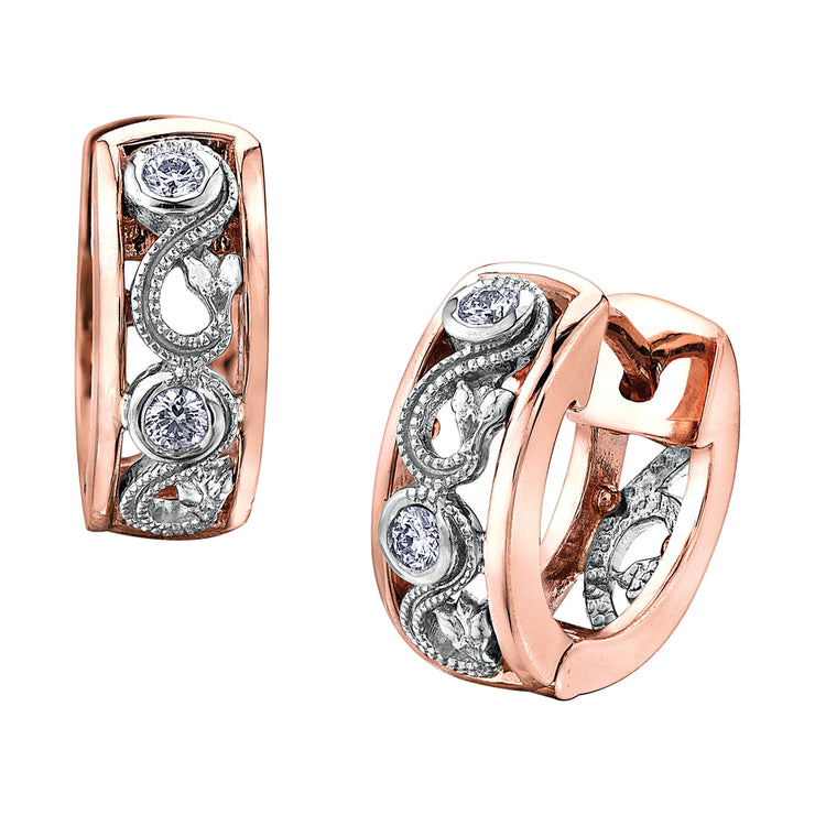 Maple Leaf Diamonds White And Rose Gold Earrings