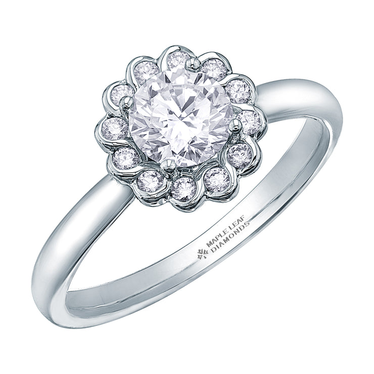 Maple Leaf Diamonds White Gold Ring