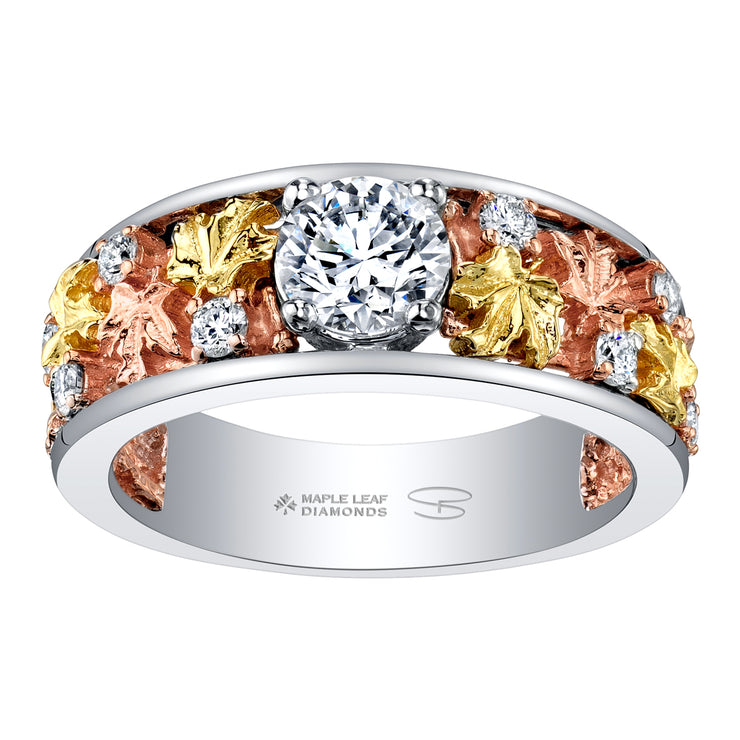 Tri-Colour Gold And Diamond Ring