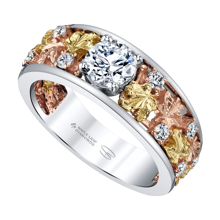 Tri-Colour Gold And Diamond Ring