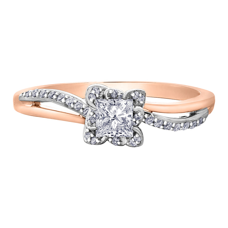 Maple Leaf Diamonds Rose And White Gold Ring