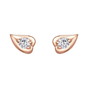 Maple Leaf Canadian Rose Gold Diamond Studs