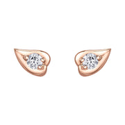 Maple Leaf Canadian Rose Gold Diamond Studs