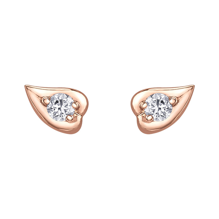 Maple Leaf Canadian Rose Gold Diamond Studs