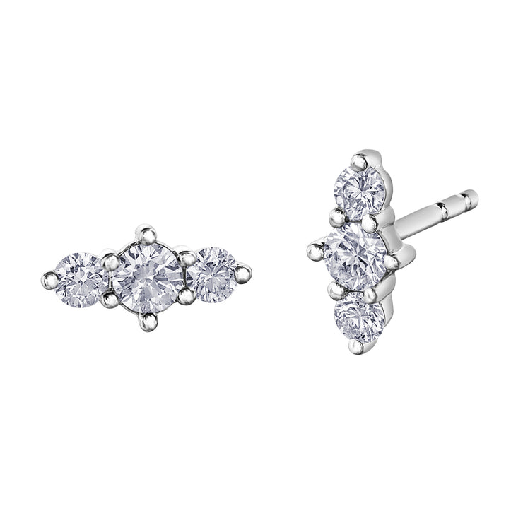 Maple Leaf Diamonds White Gold Studs