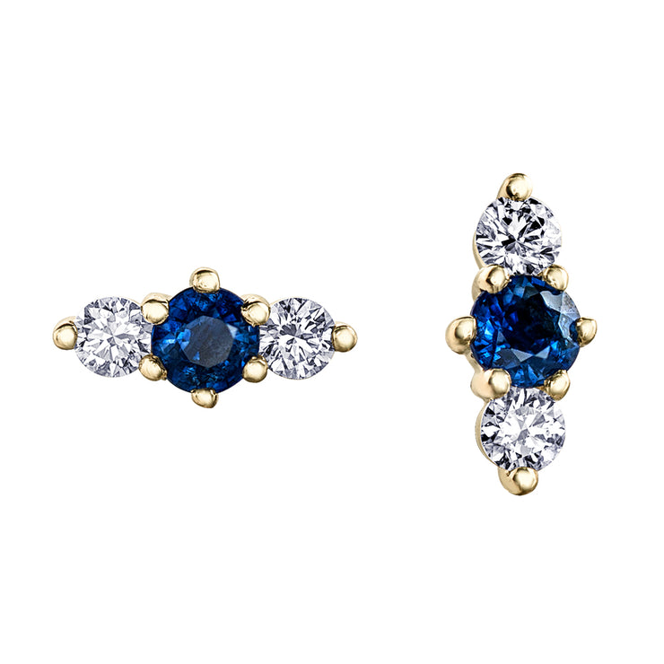 Yellow Canadian Gold Diamond And Sapphire Studs