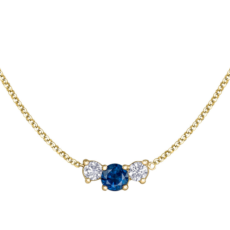 Maple Leaf Diamonds Yellow Gold Sapphire And Diamond Necklace