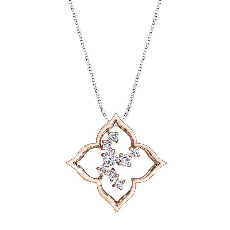 Maple Leaf Diamonds Rose And White Gold Pendant