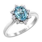 Maple Leaf Diamonds White Gold Aquamarine Ring