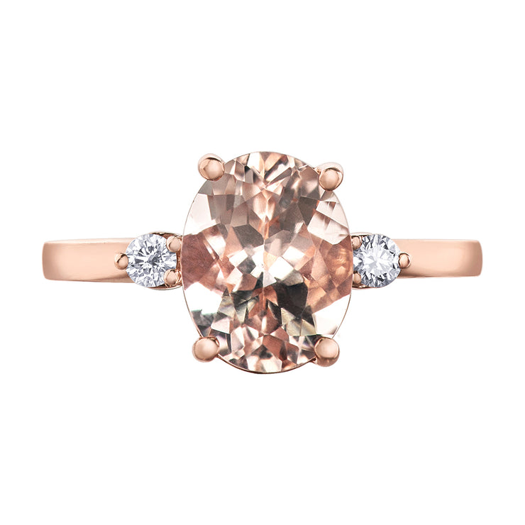 Maple Leaf Diamonds Rose Gold Morganite Ring