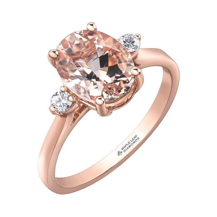 Maple Leaf Diamonds Rose Gold Morganite Ring