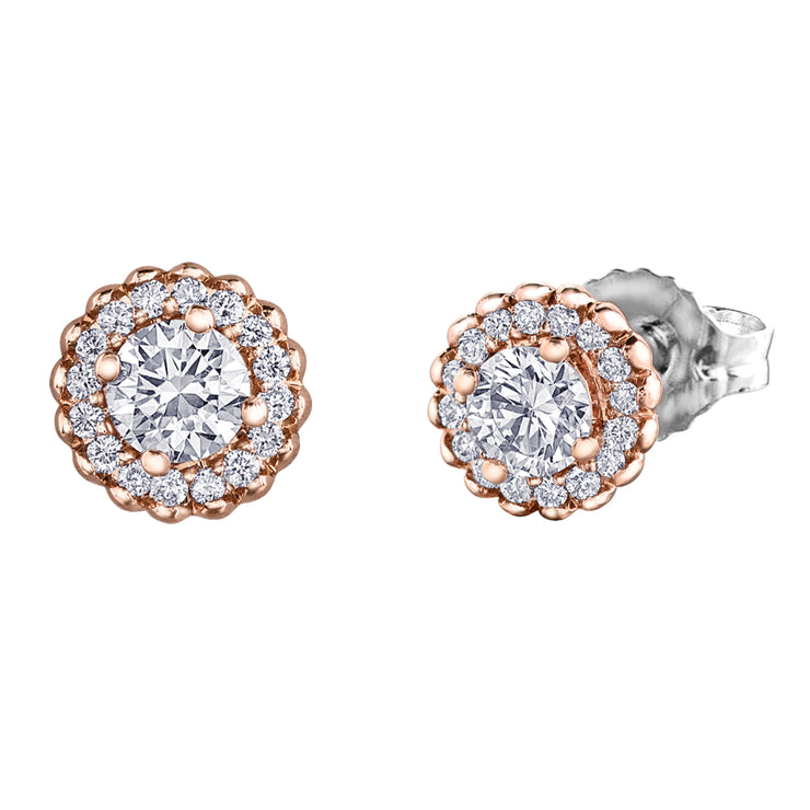 Maple Leaf Diamonds Rose Gold Diamond Studs