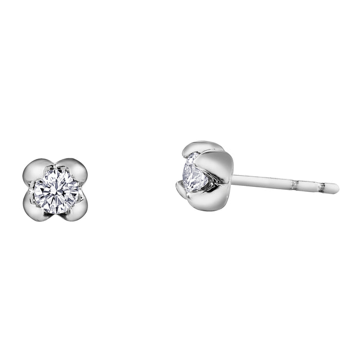 Maple Leaf Diamonds White Gold Studs