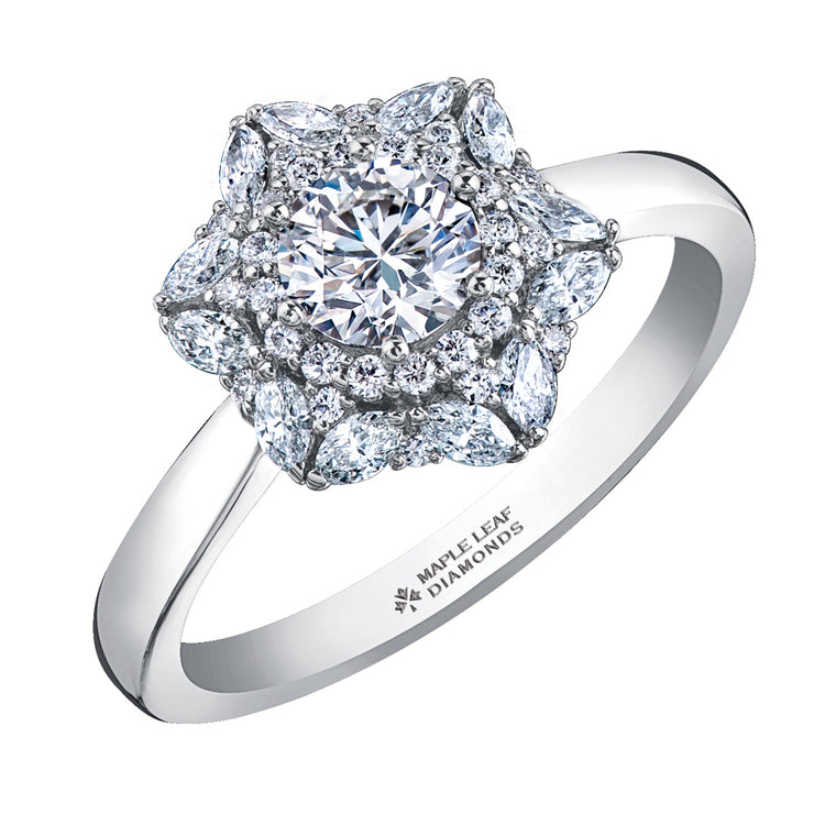 Maple Leaf Diamonds White Gold Ring