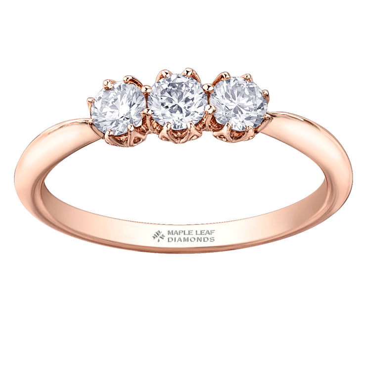Maple Leaf Diamond Rose Gold Ring