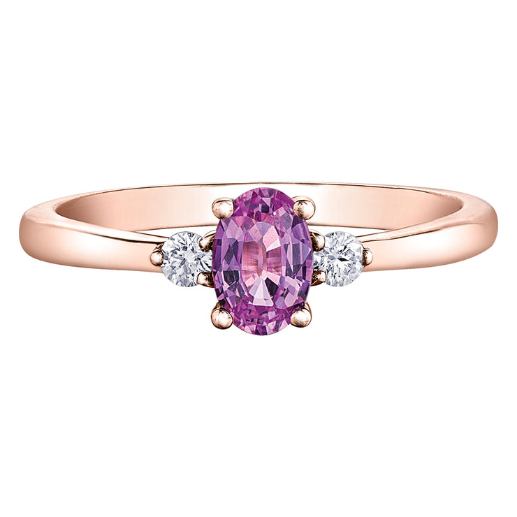 Maple Leaf Diamonds Rose Gold Pink Sapphire Diamond Ring