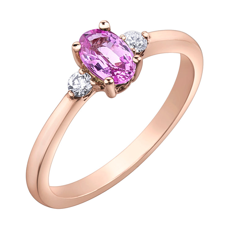 Maple Leaf Diamonds Rose Gold Pink Sapphire Diamond Ring