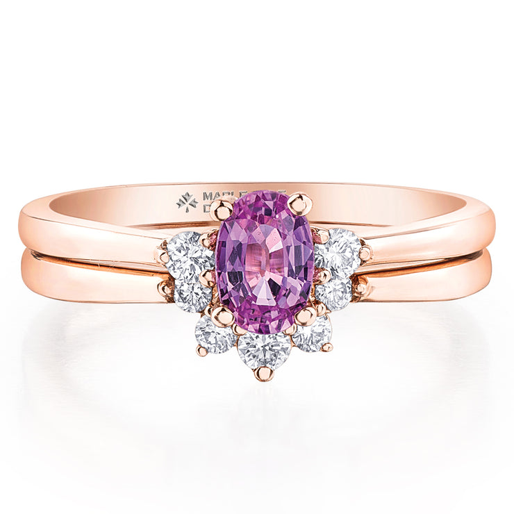 Maple Leaf Diamonds Rose Gold Pink Sapphire Diamond Ring
