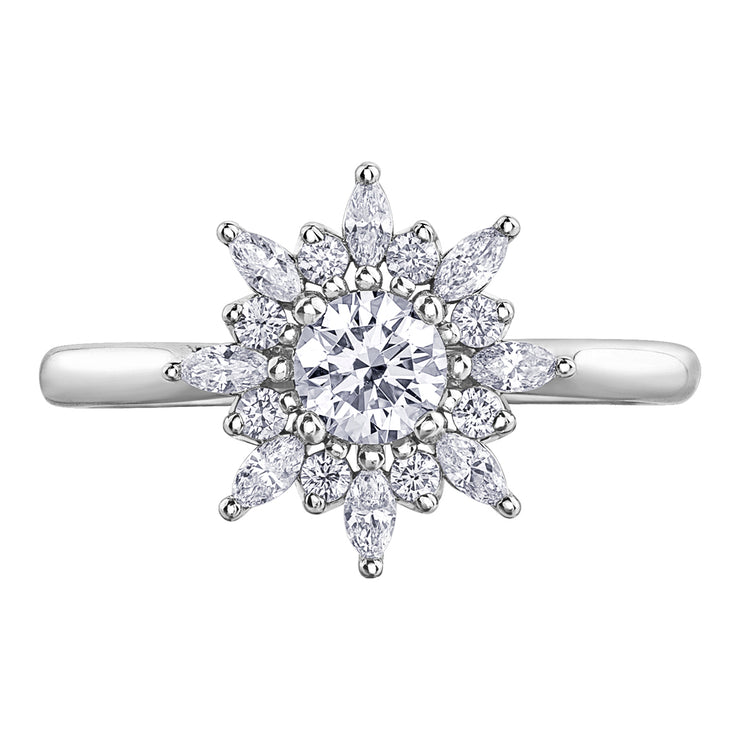 Maple Leaf Diamonds White Gold Ring