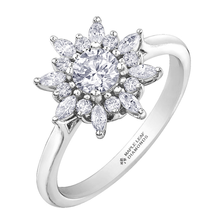 Maple Leaf Diamonds White Gold Ring