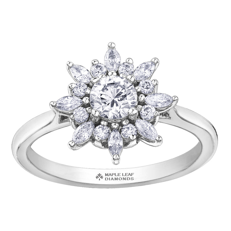 Maple Leaf Diamonds White Gold Ring