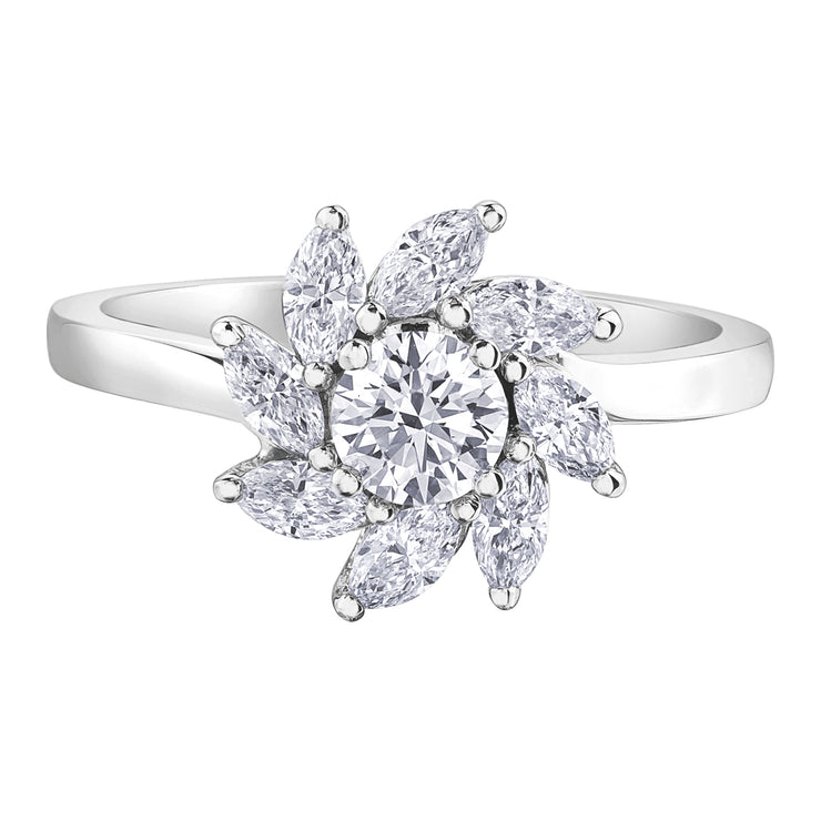 Maple Leaf Diamonds White Gold Ring