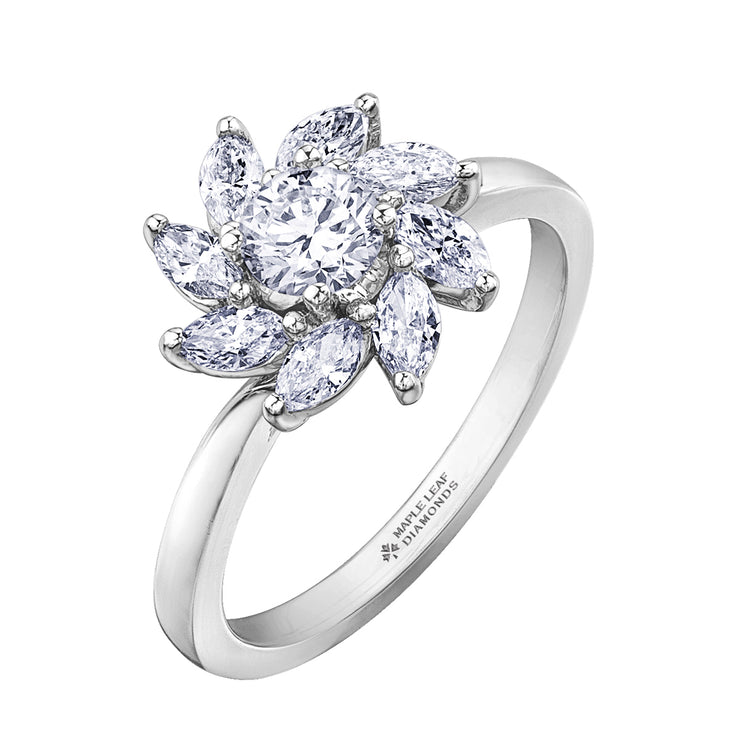 Maple Leaf Diamonds White Gold Ring