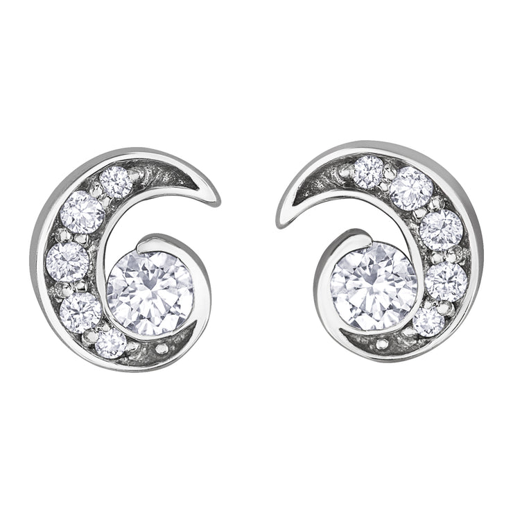 Maple Leaf Diamonds White Gold Studs