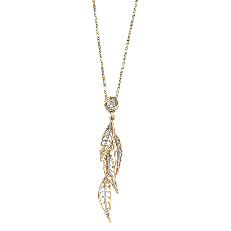 Maple Leaf Diamonds Yellow Gold Necklace