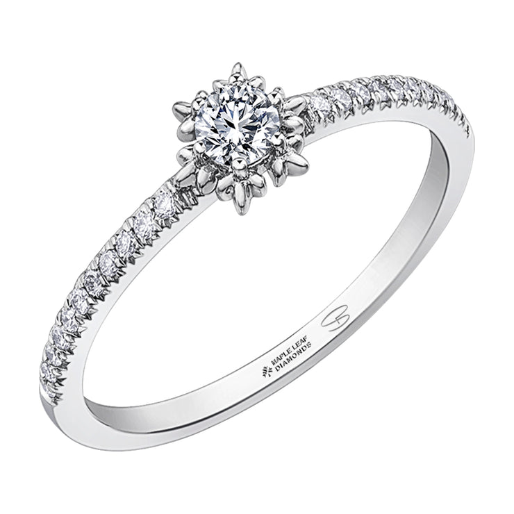 Maple Leaf Diamonds White Gold Snowflake Ring