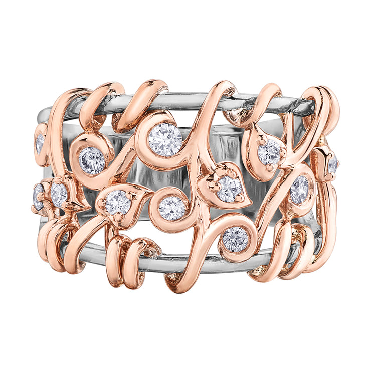 Rose And White Gold Diamond Ring