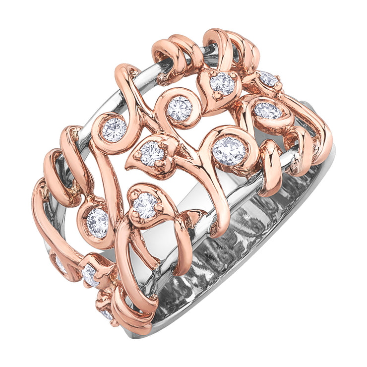 Rose And White Gold Diamond Ring