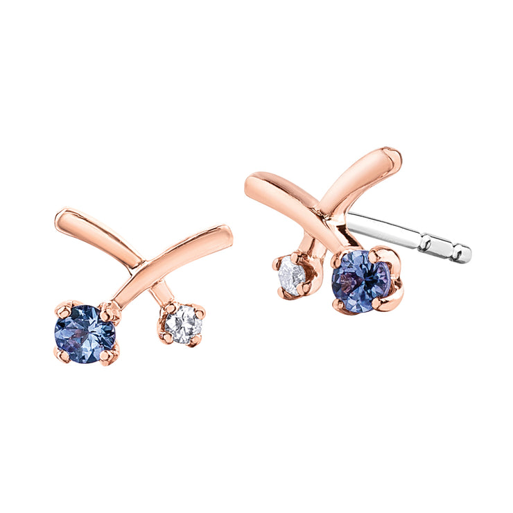 Maple Leaf Diamond Rose Gold Earrings