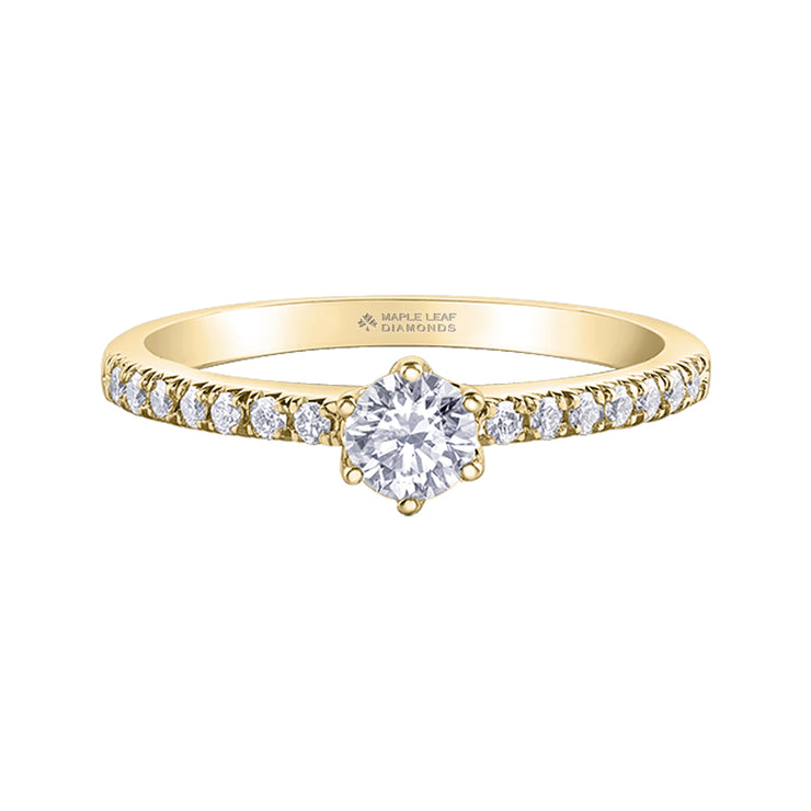 Maple Leaf Diamonds Yellow Gold Ring