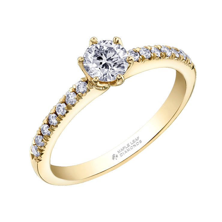 Maple Leaf Diamonds Yellow Gold Ring