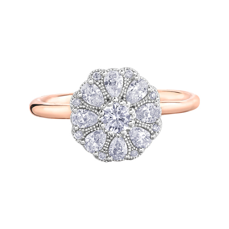 Maple Leaf Diamonds Rose And White Gold Ring